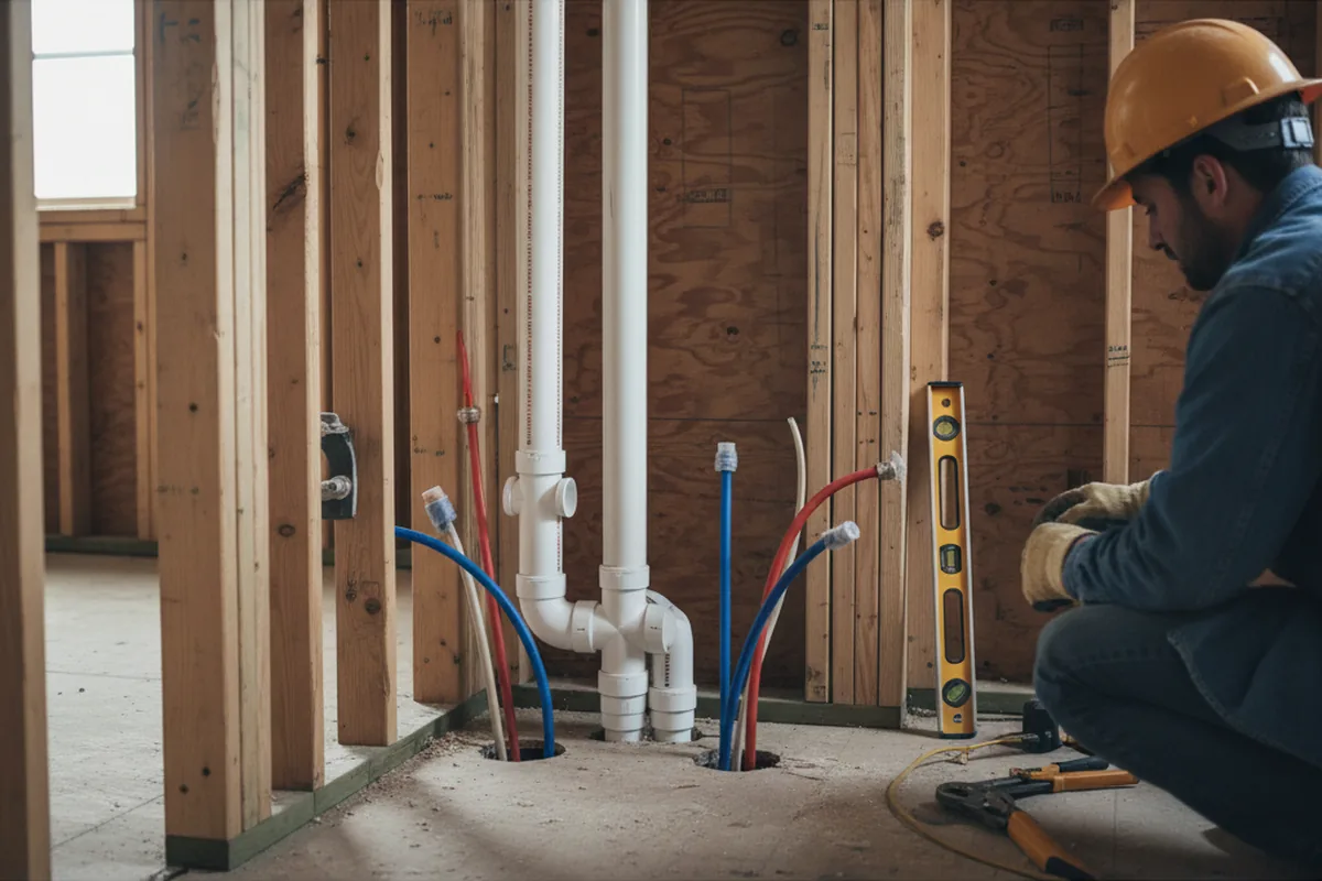 Drain and supply rough-in during Leak Detection in Mount Ulla