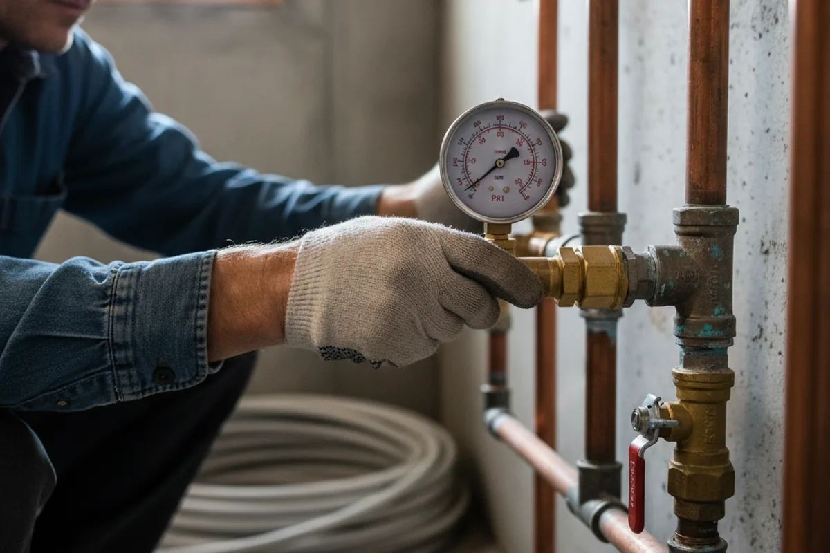 Pressure testing a repaired line during Water Line Repair in Mount Ulla